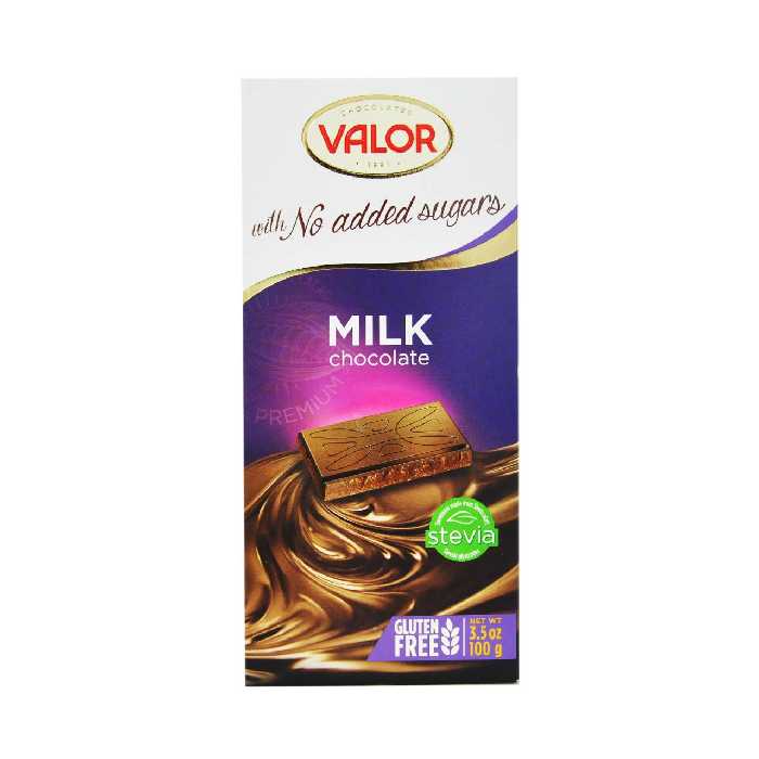 شکلات شیری با استویا بدون گلوتن والور - valor
