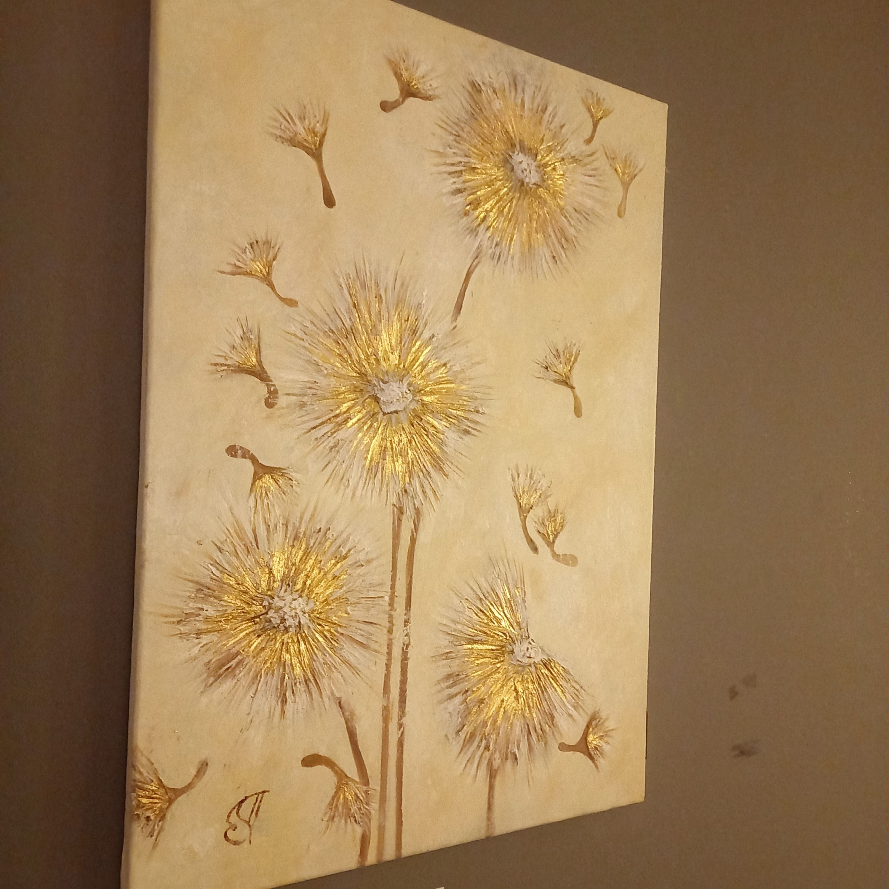 تابلو نقاشی قاصدک  برجسته طلایی