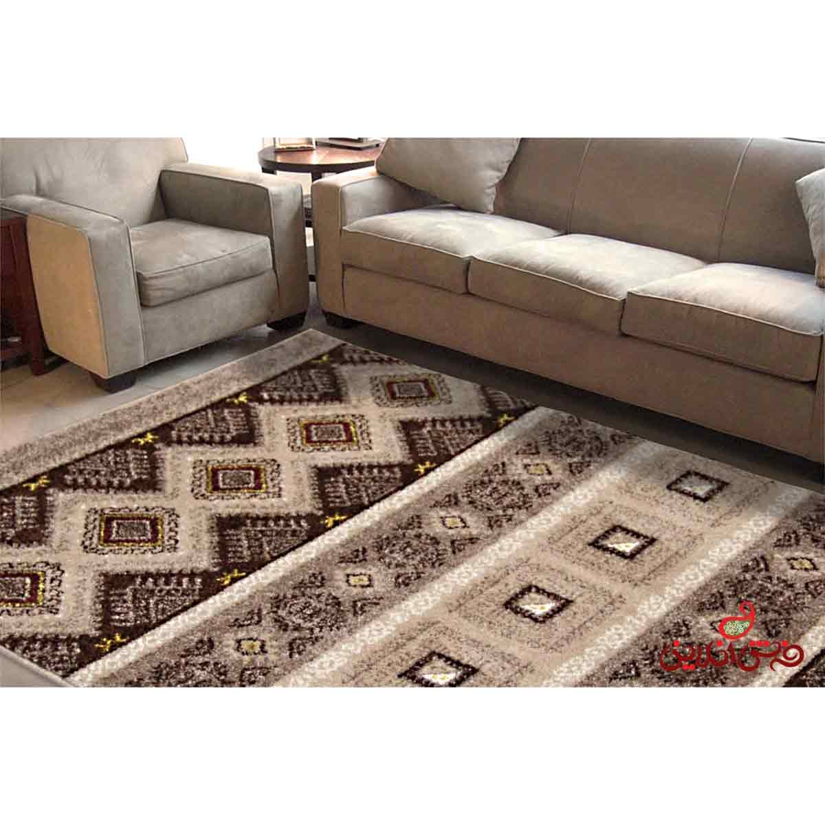 فرش ماشینی  ساوین طرح هامون شکلاتی