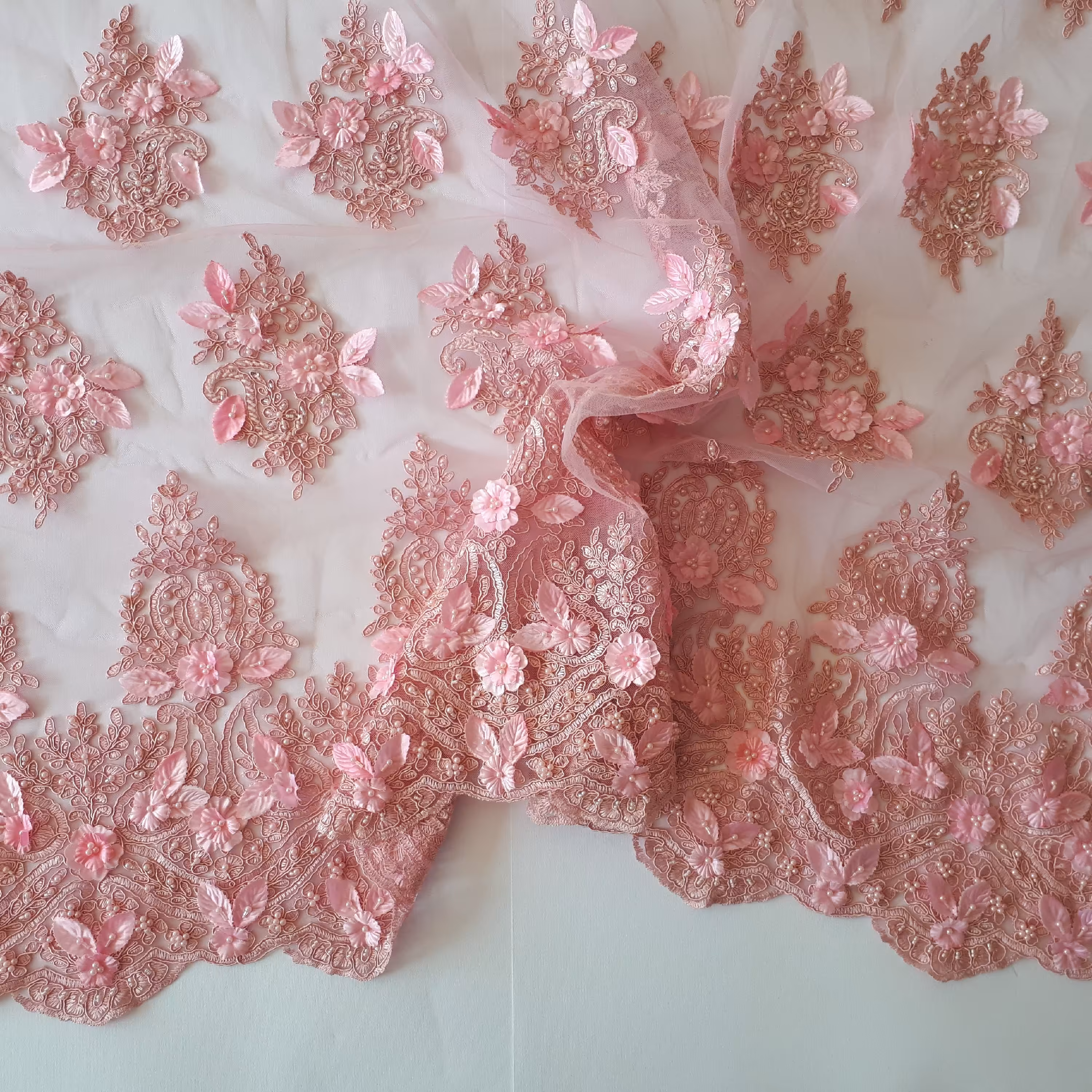 پارچه مجلسی برجسته دوزی ،ملیله مروارید دوزی کار دست،عرض135