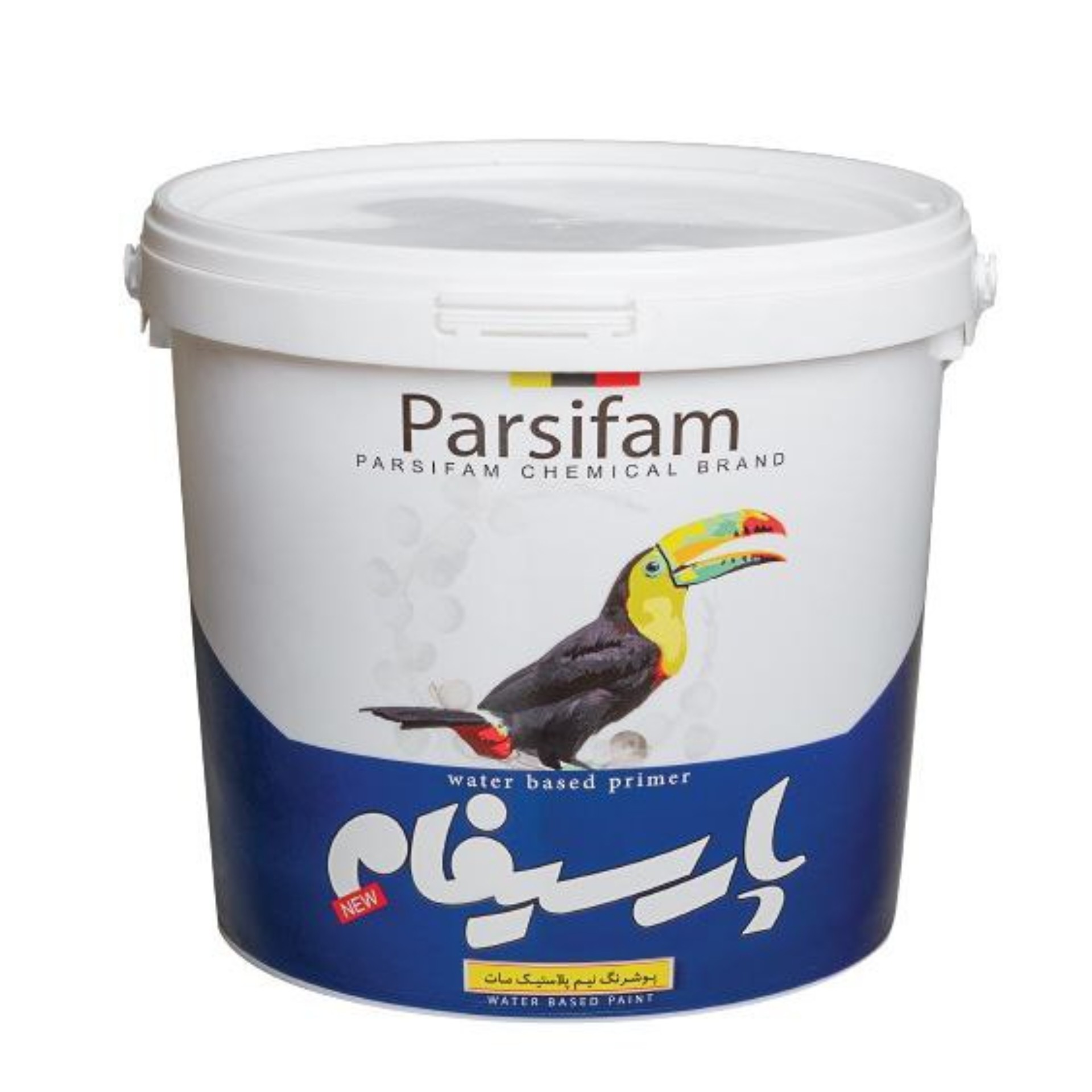 رنگ نیم پلاستیک سفید مات پارسیفام درجه دو دبه 125 کیلویی توکا