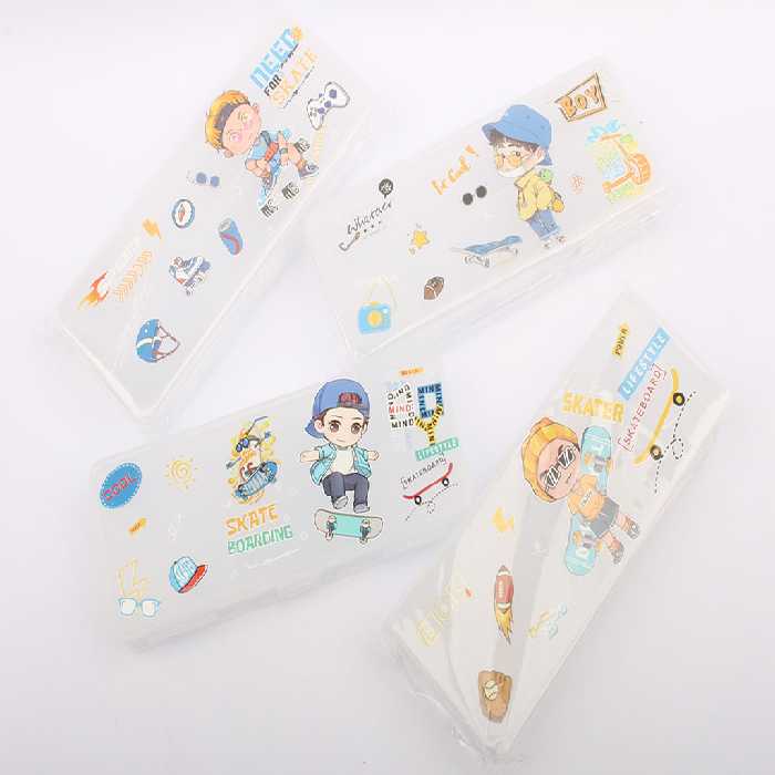 جامدادی کتابی شفاف 2 طرفه طرح دار پسرانه