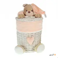سبد رخت چرک کودک نی نی سیس طرح خرس نانان سایز کوچک (گلبهی)