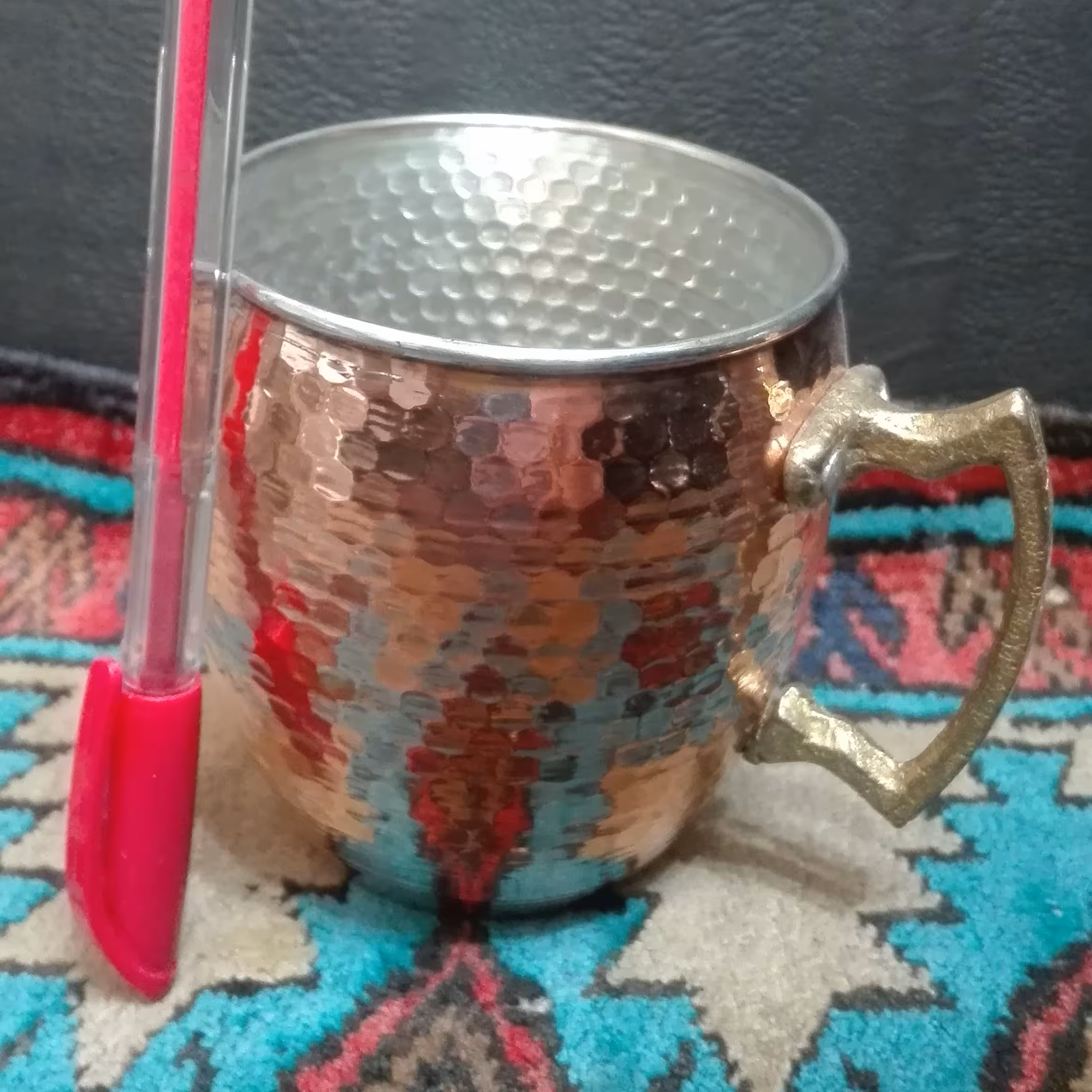 لیوان مسی دسته برنجی وزن 135 گرم