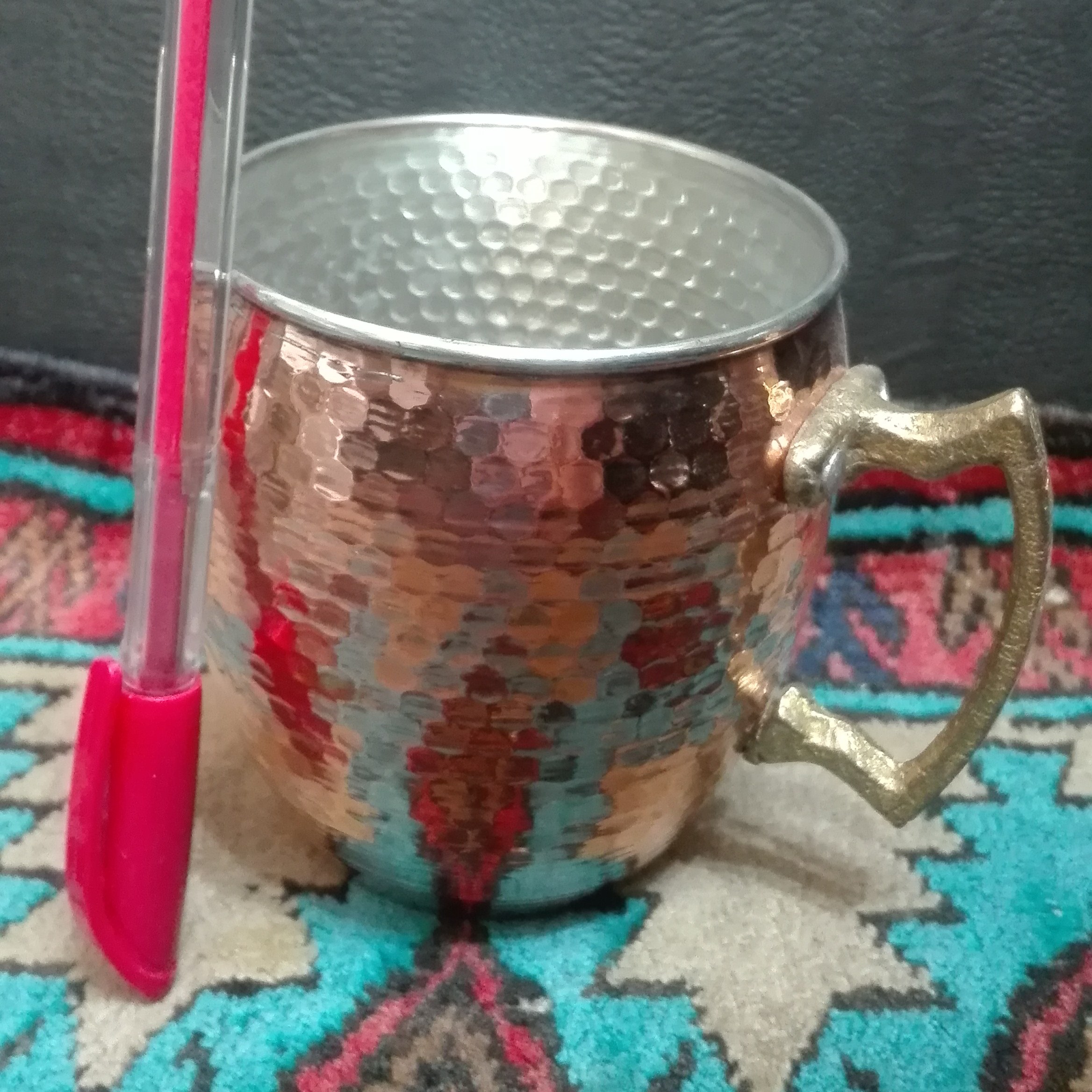 لیوان مسی دسته برنجی وزن 135 گرم