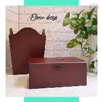 ست سطل و جادستمال ساده به رنگ شاه بلوطی