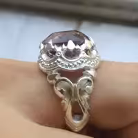 انگشتر آماتیس معدنی با رکاب دستساز