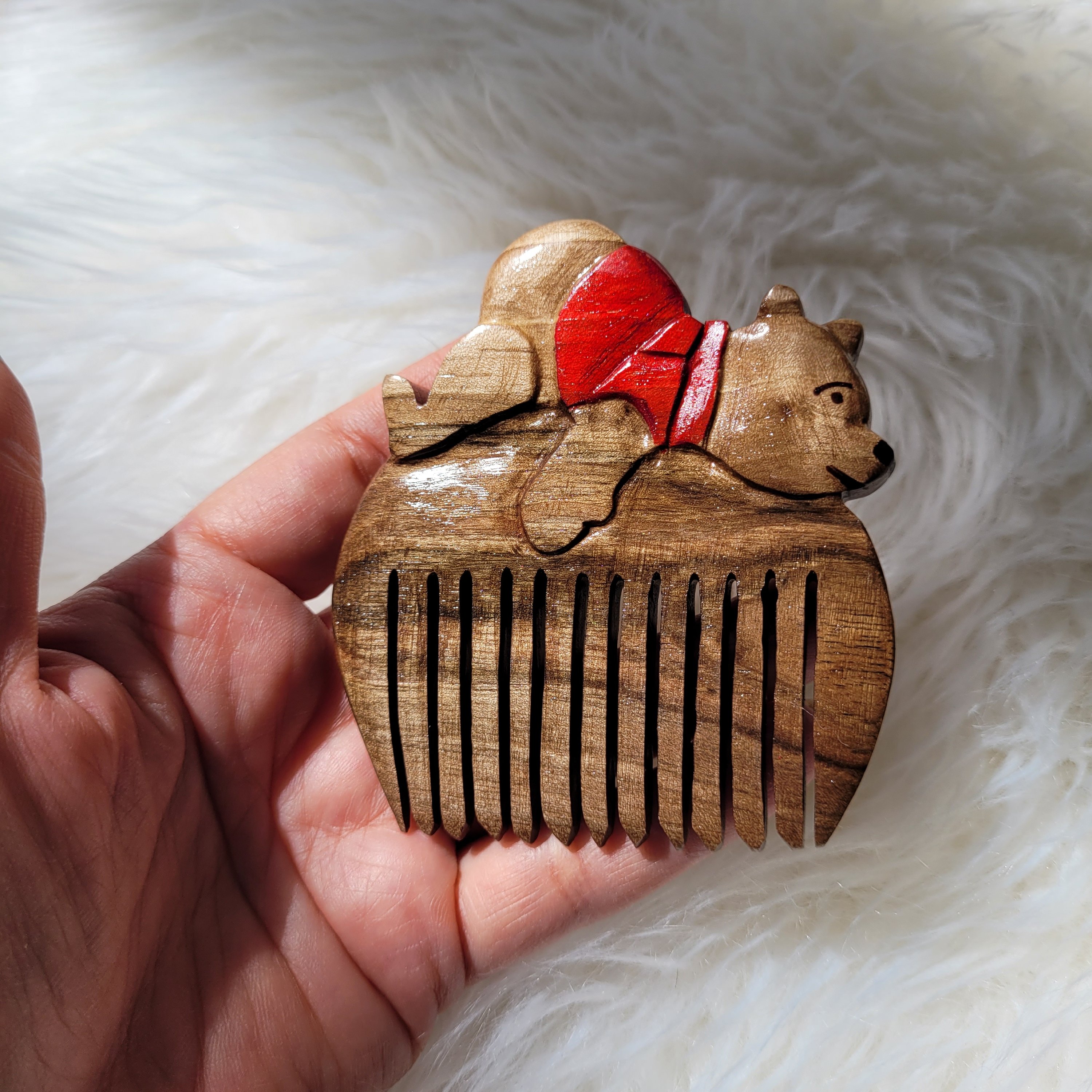 شونه مدل خرس پو چوبی دستساز چوبی گالری