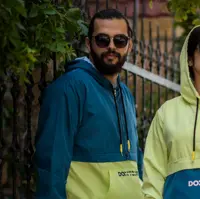 هودی مردانه D111 برساد رنگ آبی نفتی-مغز پسته ای سایز 3XL