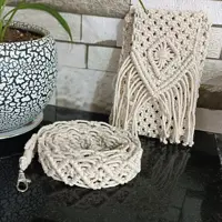کیف مکرومه ابعاد14 در 20 استایل شیک و تابستونی ریز بافت و زیبا