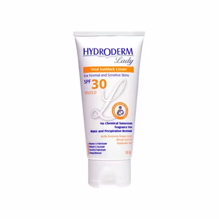 کرم ضد آفتاب هیدرودرم رنگی SPF30 مناسب دوران بارداری 50 میل
