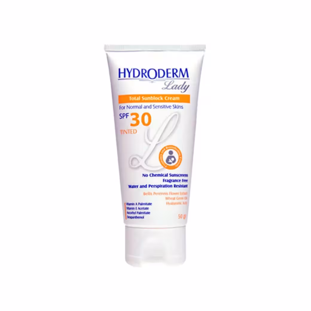 کرم ضد آفتاب هیدرودرم رنگی SPF30 مناسب دوران بارداری 50 میل