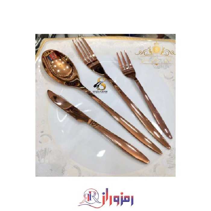 سرویس قاشق و چنگال 24 نفره 120 پارچه مسی سوزنی یونیک