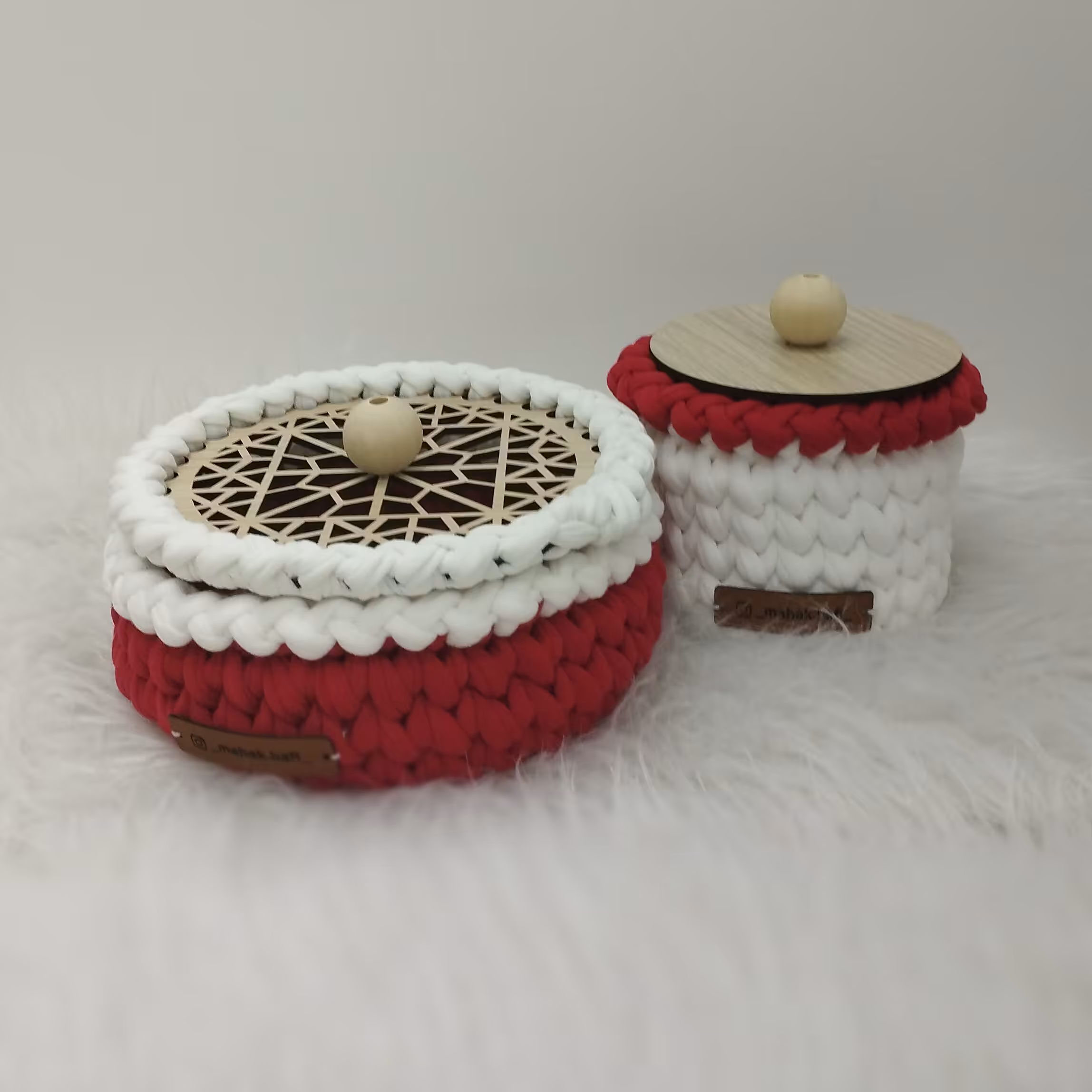 ست باکس نظم دهنده تریکو ، همراه با در چوبی ، مناسب نظم دهی وسایل میز آرایش و میز تحریر 