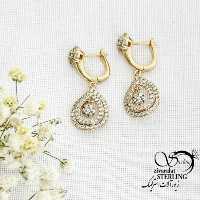 گوشواره آویز اشکی نگین کاری برند ژوپینگ کد 15555