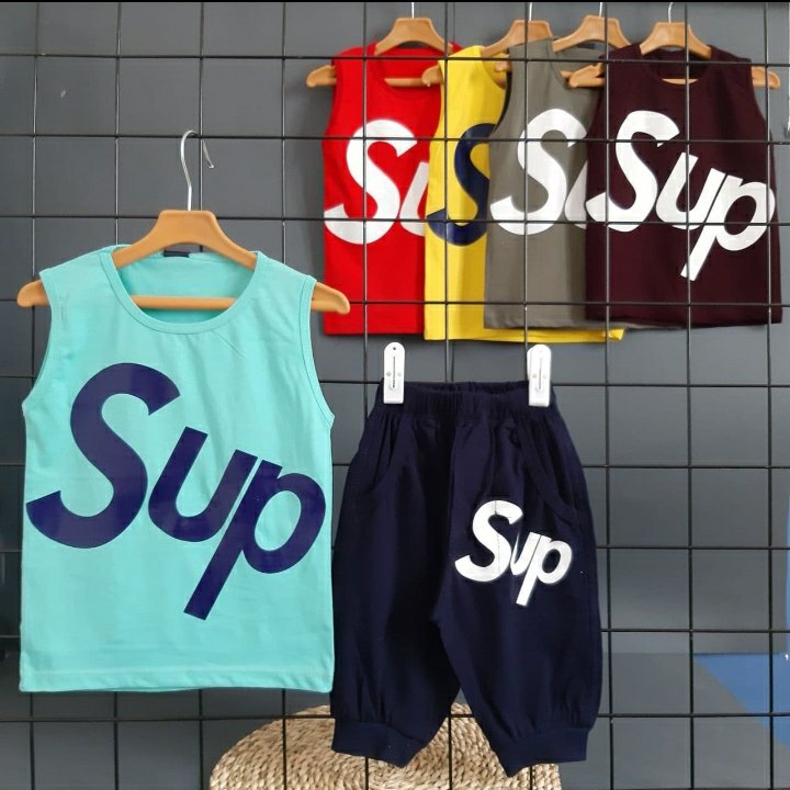 ست تاپ و شلوارک دخترانه و پسرانه طرح sup 166n