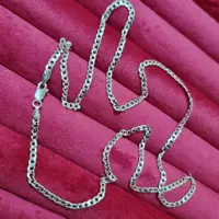 زنجیر نقره مردانه کارتیر3میل ایتالیایی با عیار 925و آبکاری طلا سفید