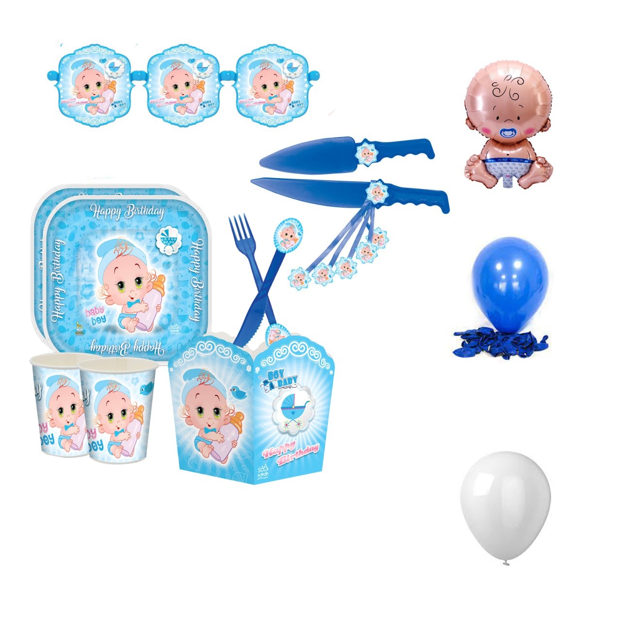 مجموعه 60 عددی تم تولد مدل بی بی طرح پسرانه