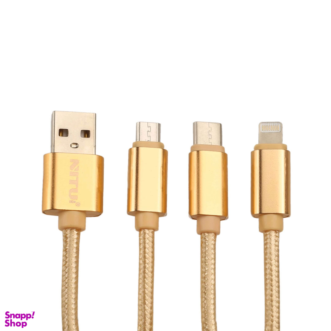 کابل 3 کاره Lightning و میکرو و تایپسی نیتو مدل NT-UC003 طول 1 متر