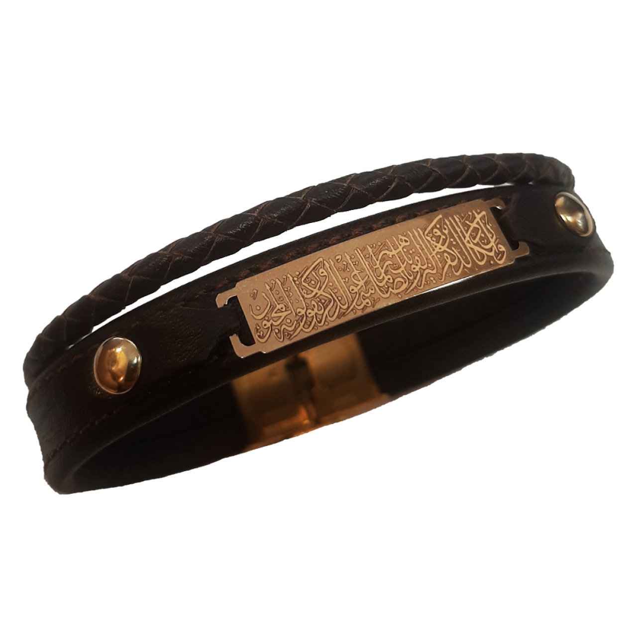 دستبند چرمی پلاک طلا ون یکاد