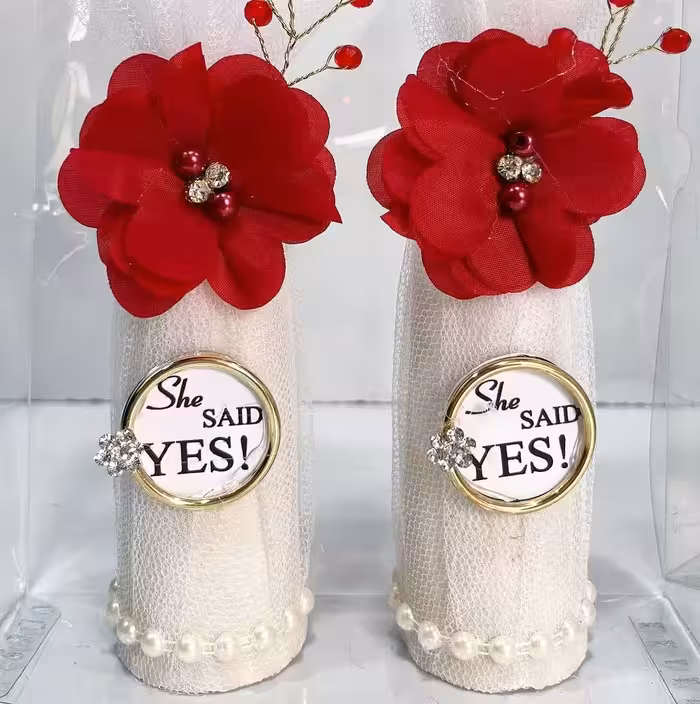 کله قند جفتی کوچک با گل پارچه ای