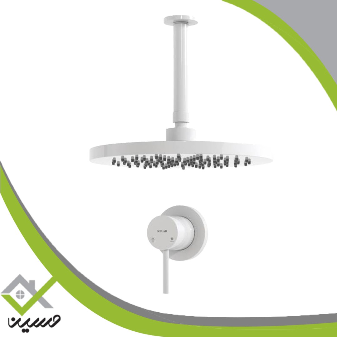 ملزومات دوش تیپ 1 لاکچری کلار مدل فلور سفید(هزینه ارسال پس کرایه است)