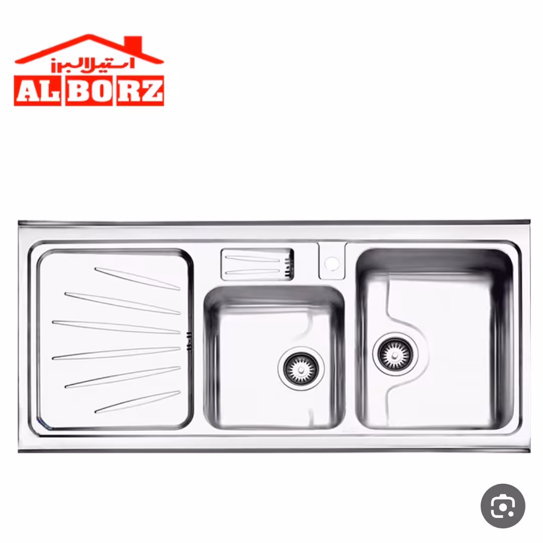 سینک استیل البرز کد 854جامایع دار روکار سایز 120در 60