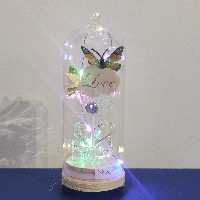 تنگ شیشه ای love.کادویی و دکوری شیک.چراغ دار