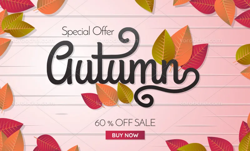 وکتور بنر فروش پاییزه با برگ | گرافیک با طعم تربچه