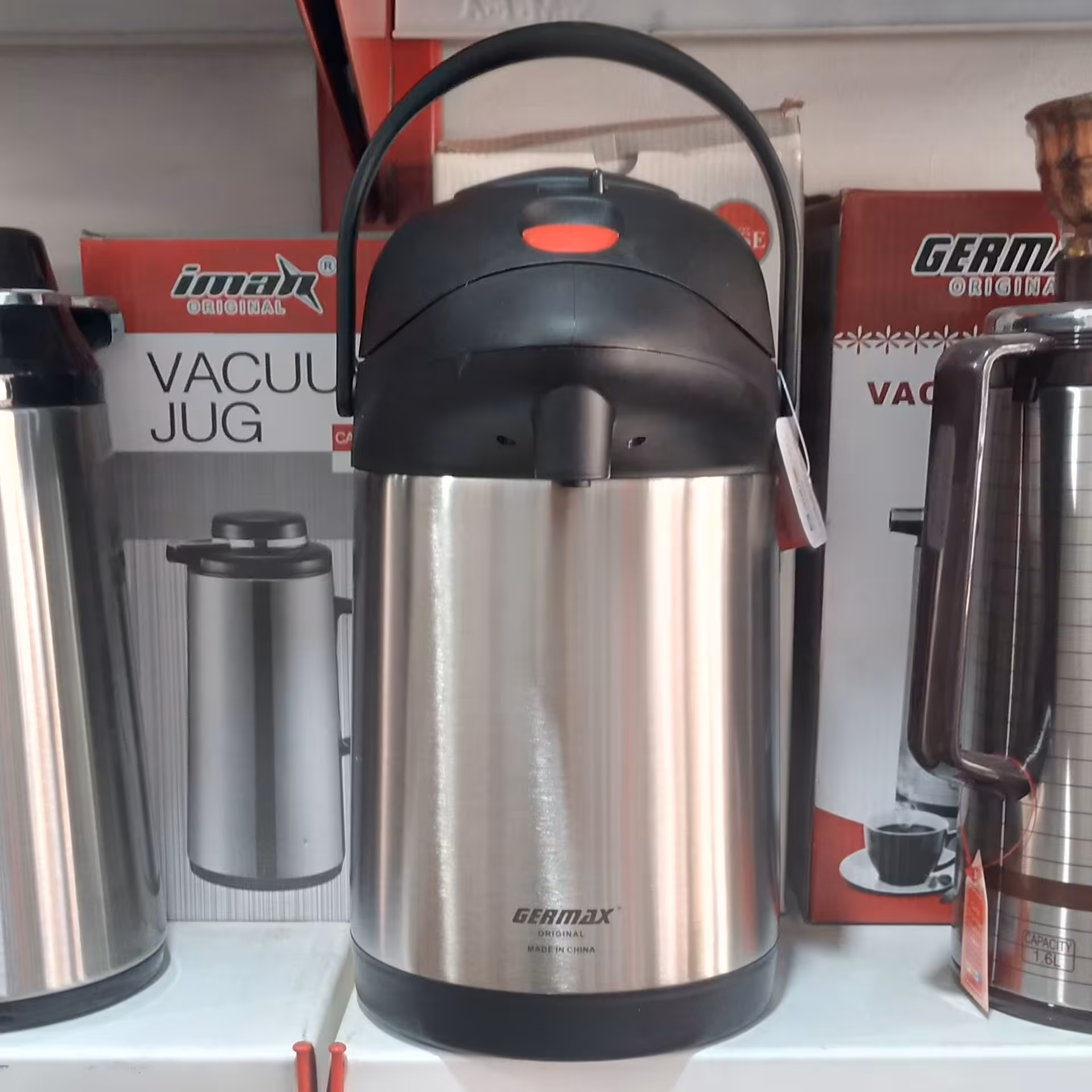 فلاسک پمپی استیل 3 لیتری جرمکس (کلمن) مناسب برای منزل، محل کار ، دفاتر و مسافرت