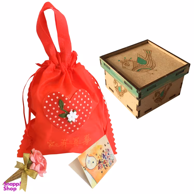 ست هدیه جعبه چوبی طرح پرنده آزادی مجموعه 4 عددی