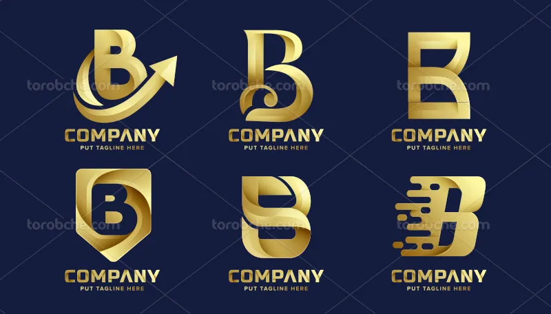 لوگو حرف B طلایی رنگ | گرافیک با طعم تربچه