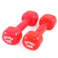 دمبل 1 کیلویی روکش دار رکورد جفتی رنگ قرمز