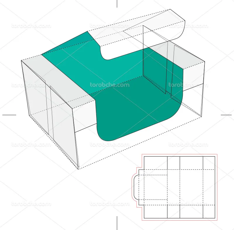 وکتور طرح گسترده جعبه مکعب مستطیلی درب دار | گرافیک با طعم تربچه