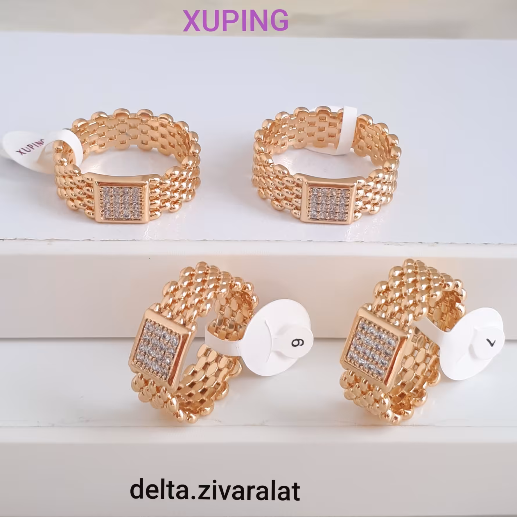 انگشتر ژوپینگ طرح رولکس نگیندار با آبکاری طلا و رنگ ثابت و ضد حساسیت 