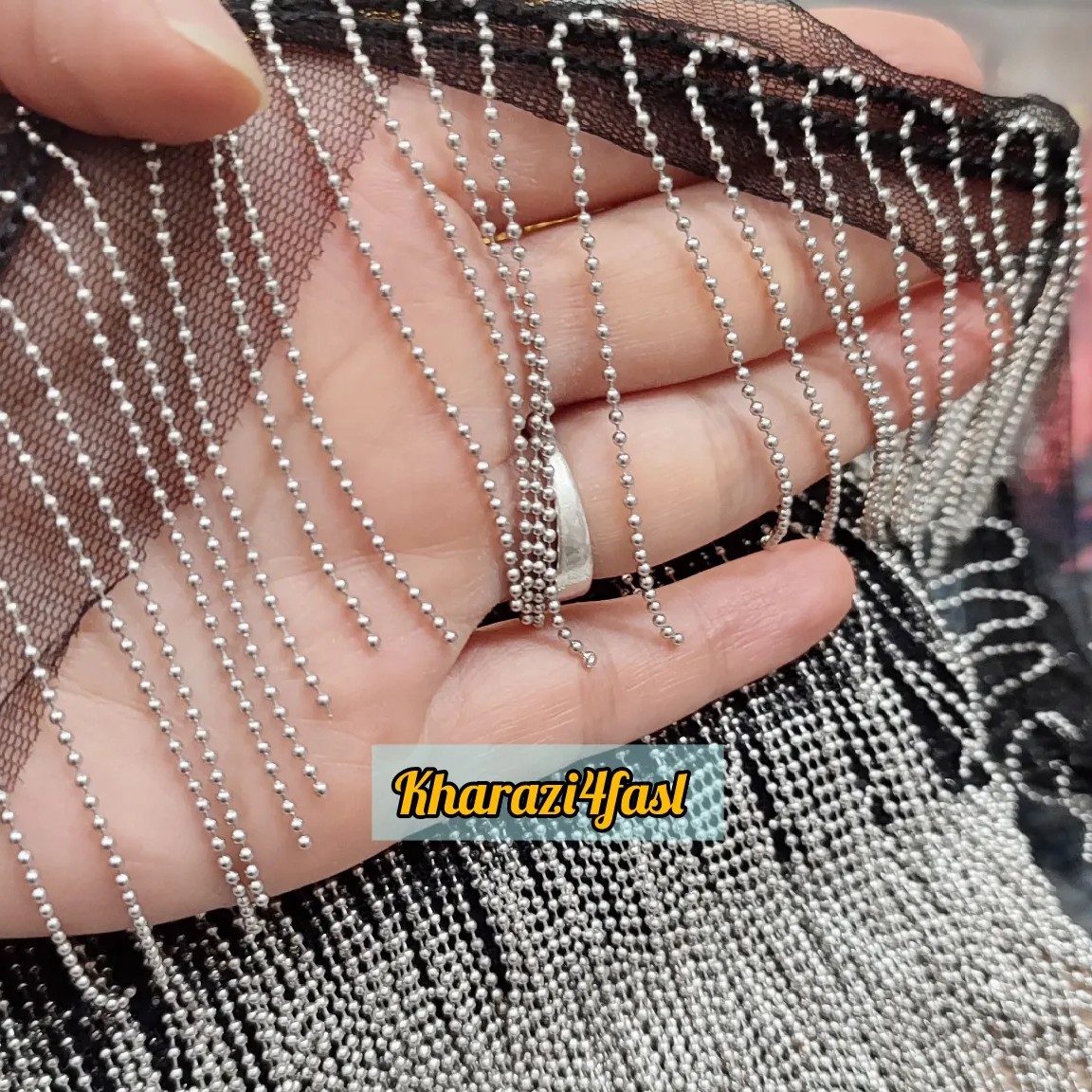 نوار ریشه زنجیر کد 655 رنگ نقره ای  عرض 7 سانتی متر
