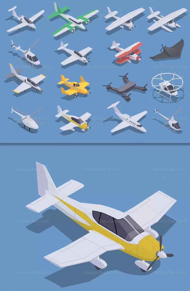 وکتور انواع هواپیما با کیفیت | گرافیک با طعم تربچه
