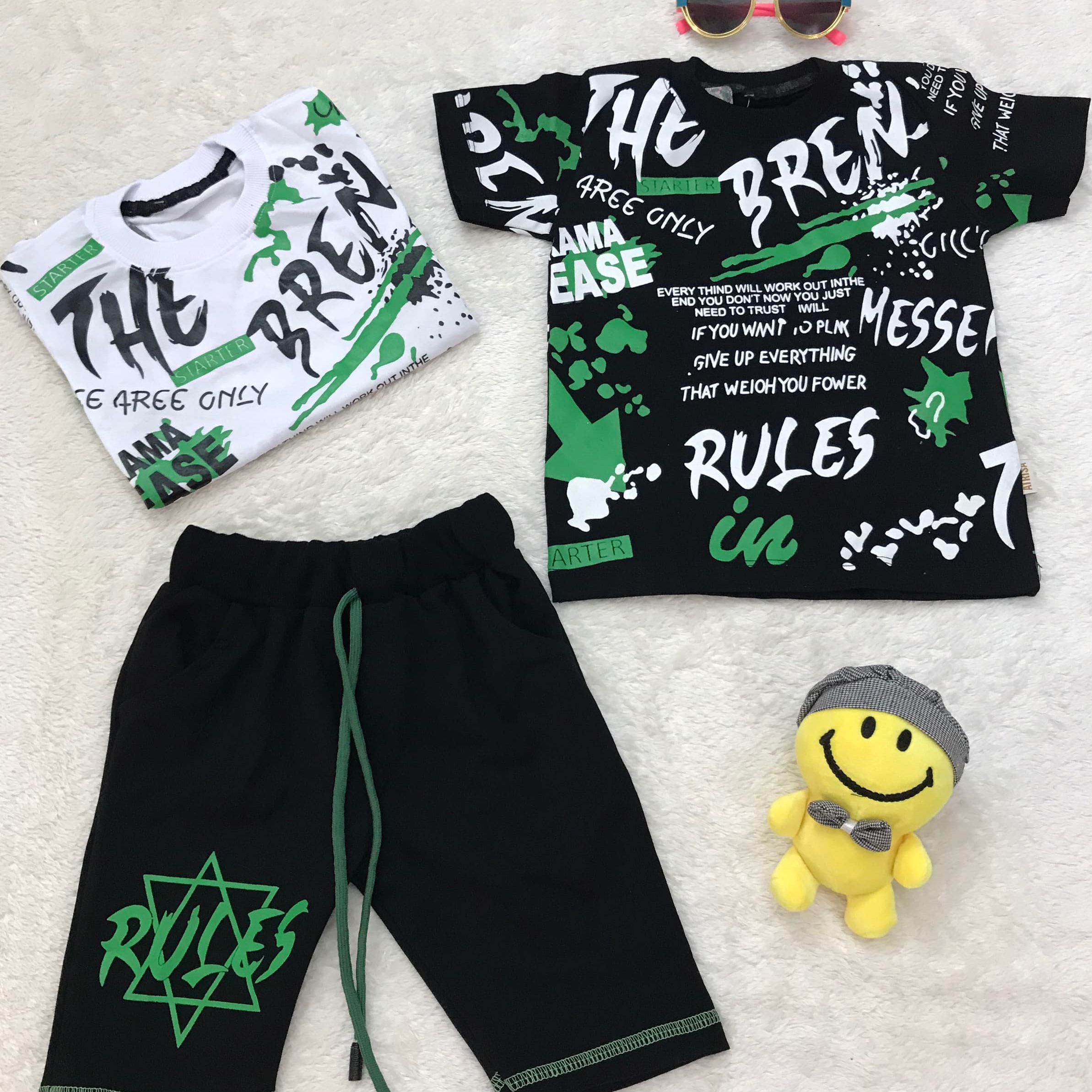 بلوز شلوارک پسرانه نخ پنبه درجه یک طرح سیاه سفید