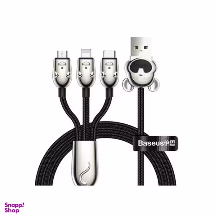 کابل تبدیل USB به USB-C / micro-USB / لایتنینگ باسیوس مدل MU01 طول 1.2 متر
