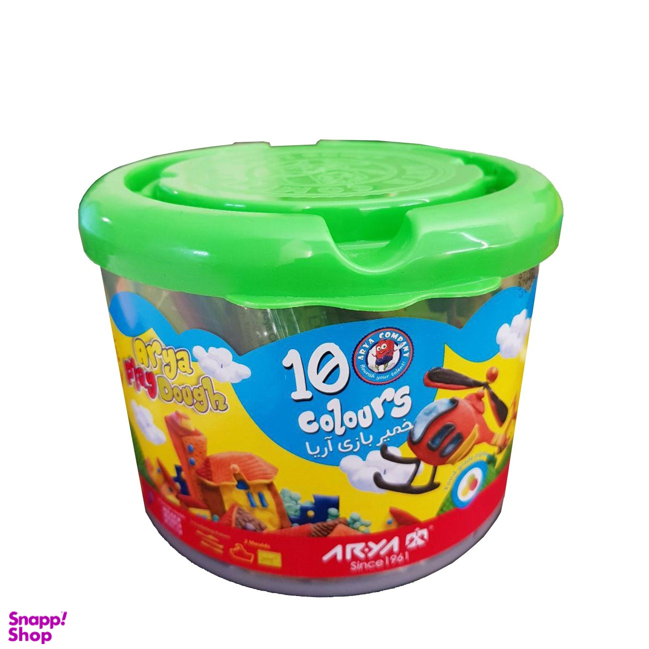 خمیر بازی سطلی 10 رنگ آریا (Arya) کد 1068