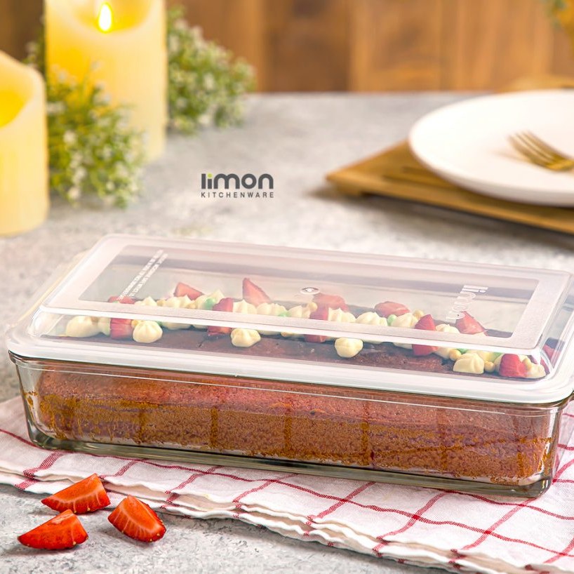 ظرف شیشه ای مستطیل 1.4 لیتر لیمون 