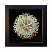 ساعت چوبی معرق ترنج طرح  پنج تن  کد TJ 027