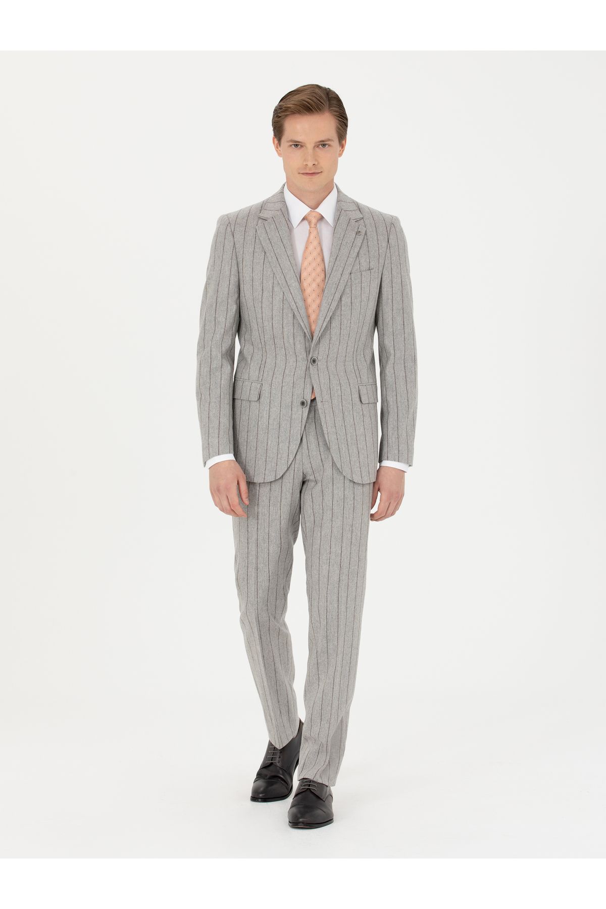 کت وشلوار خاکستری مردانه و شلوار مخلوط پشمی باریک سبک با کاشارل Cacharel