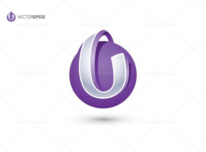 وکتور لوگو حرف U بنفش | گرافیک با طعم تربچه