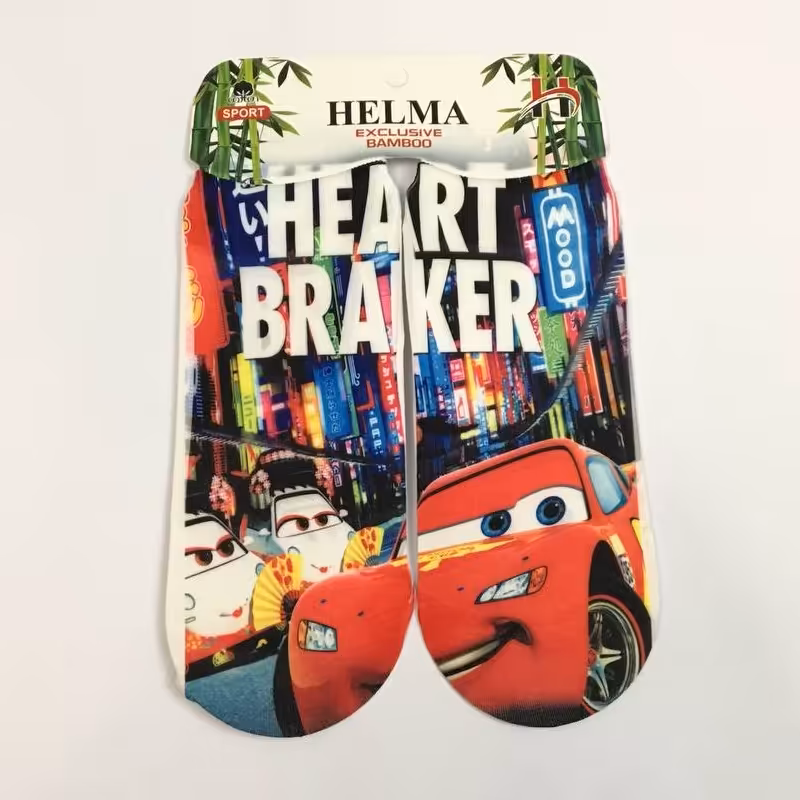 جوراب مچی پسرانه طرح مکویین ماشینی جنس گیاهی بامبو ضد حساسیت سایزبندی 4 تا 10 سال