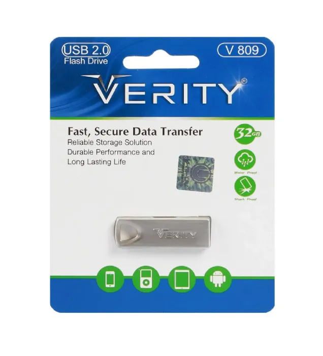 فلش مموری وریتی مدل V809 ظرفیت 32 گیگابایت نقره ای
