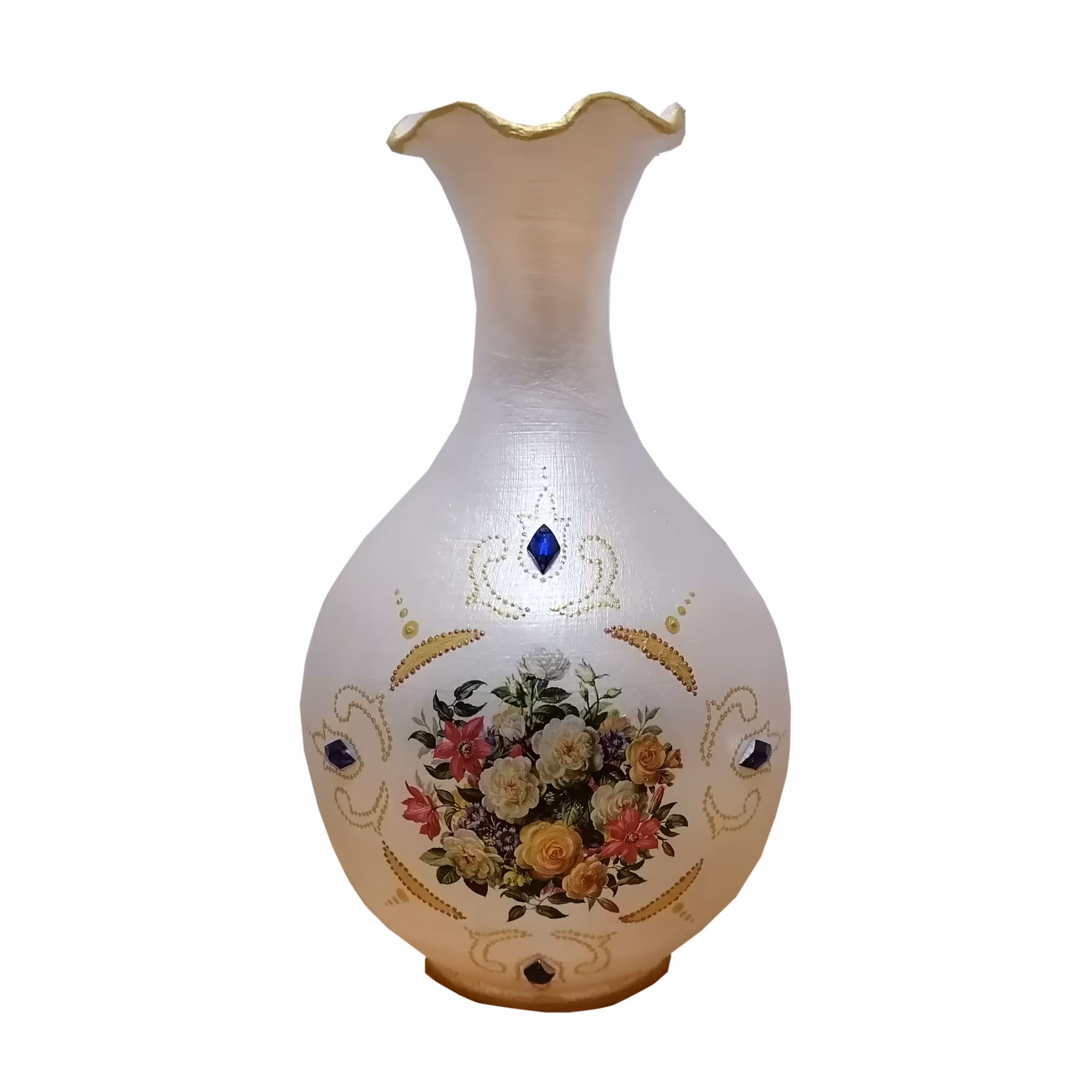 گلدان سفالی طرح بوته گل