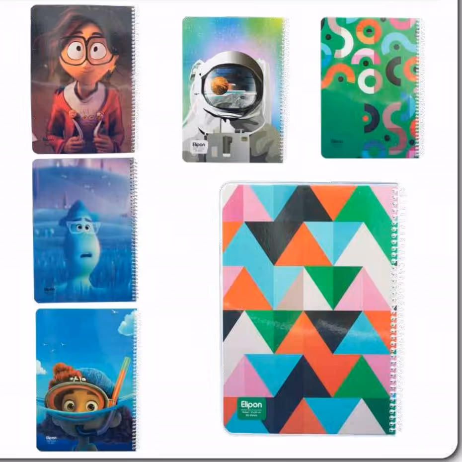 دفتر 60 برگ تک خط فنری جلد شده طرح فانتزی الیپون کد 63123