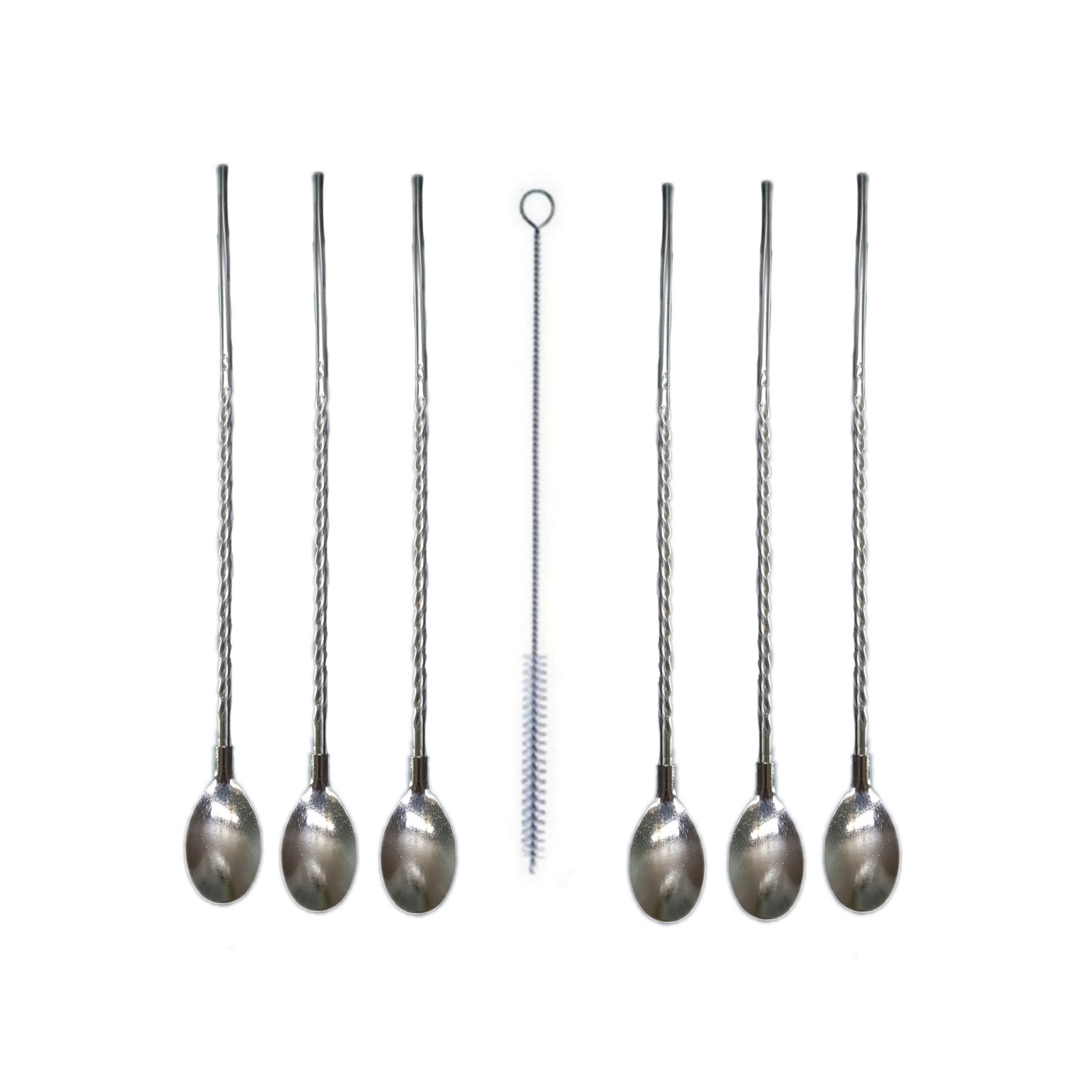 قاشق شربت خوری مدل نی دار کد 1003 مجموعه 7 عددی به همراه فرچه