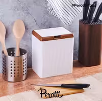 سطل زباله پروتی رنگ سفید قهوه ای Perotti-13191